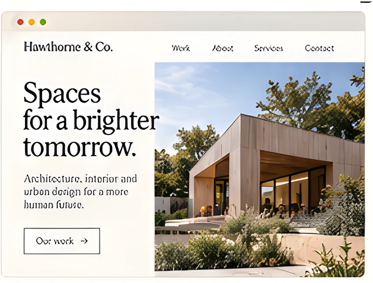 A homepage design concept for a fictional architecture practice.