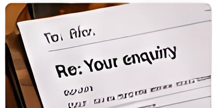 A printed customer reply headed “Re: your enquiry”.